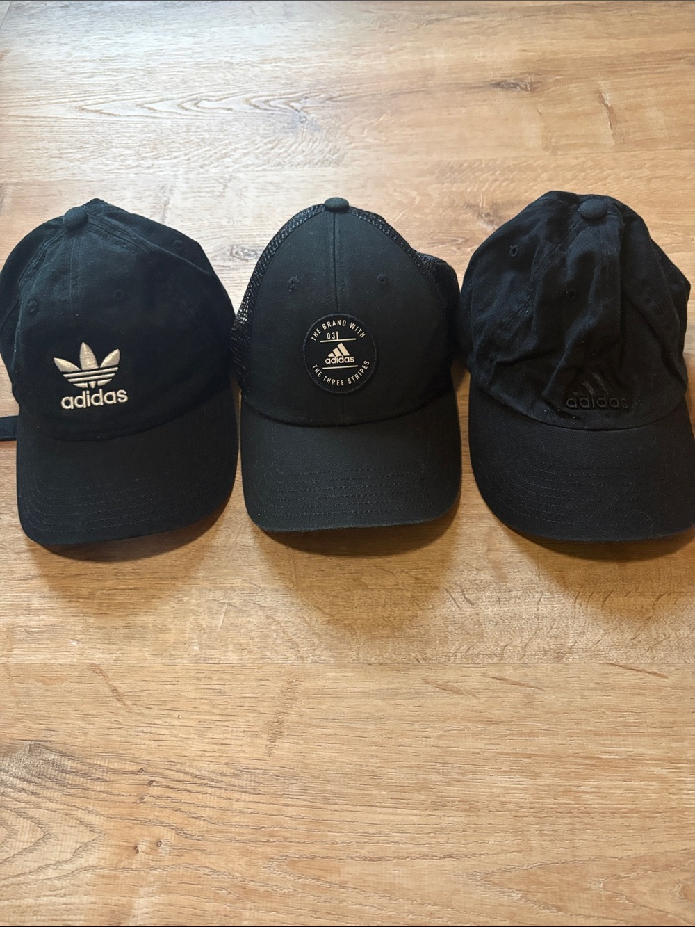 Bundle 3 adidas Black Men's Trio Logo Baseball Caps Hats